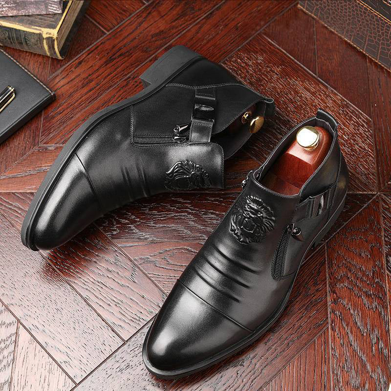 Herren Stiefeletten mit spitz zulaufendem Design und doppeltem Reißverschluss - 3