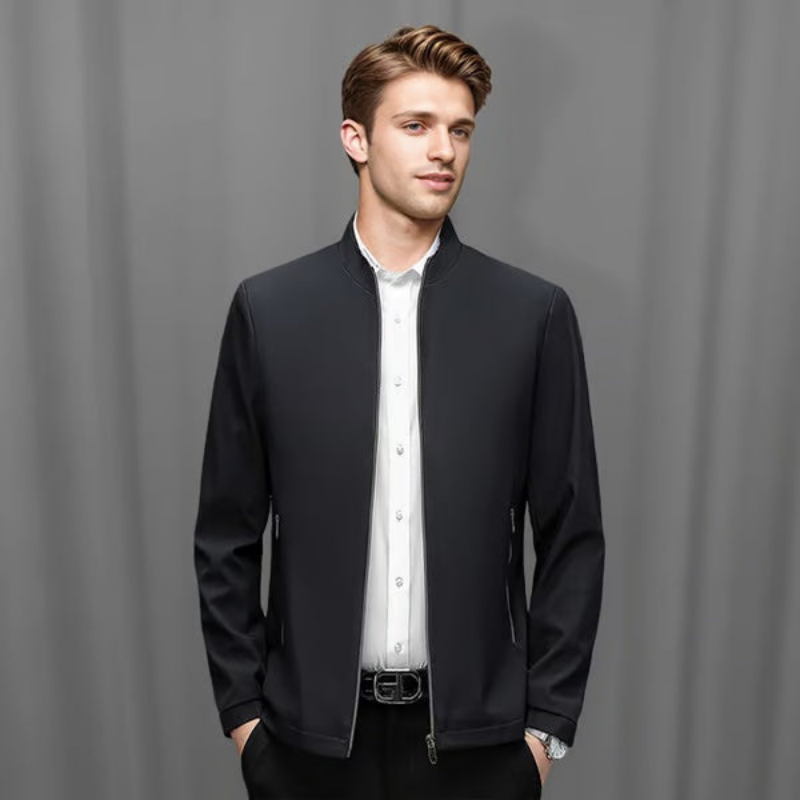 Herren Stehkragenjacke mit Reißverschluss und praktischen Taschen - 3