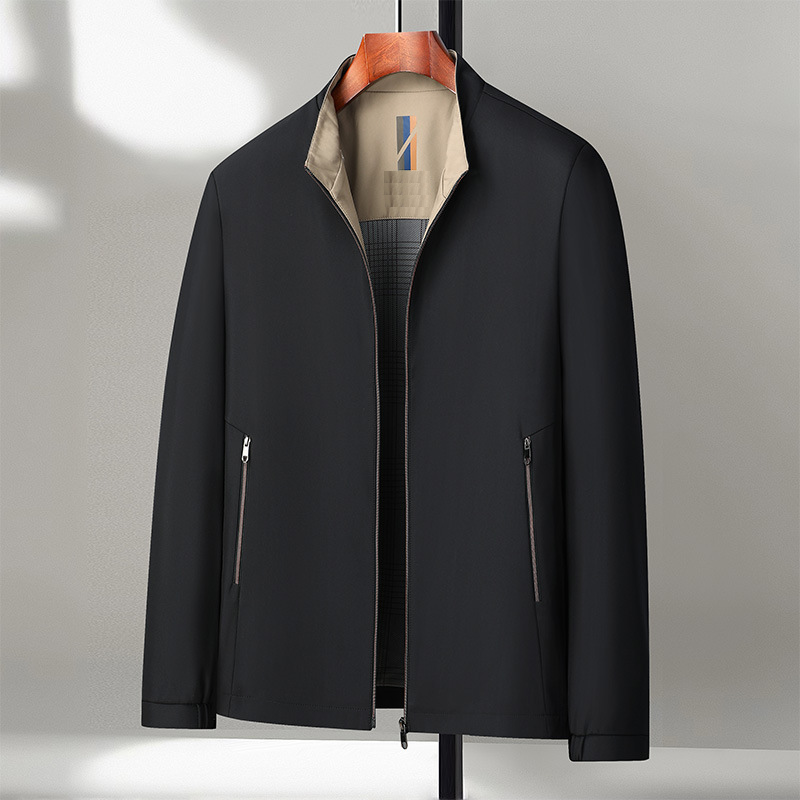 Herren Stehkragenjacke mit Reißverschluss und praktischen Taschen - 4