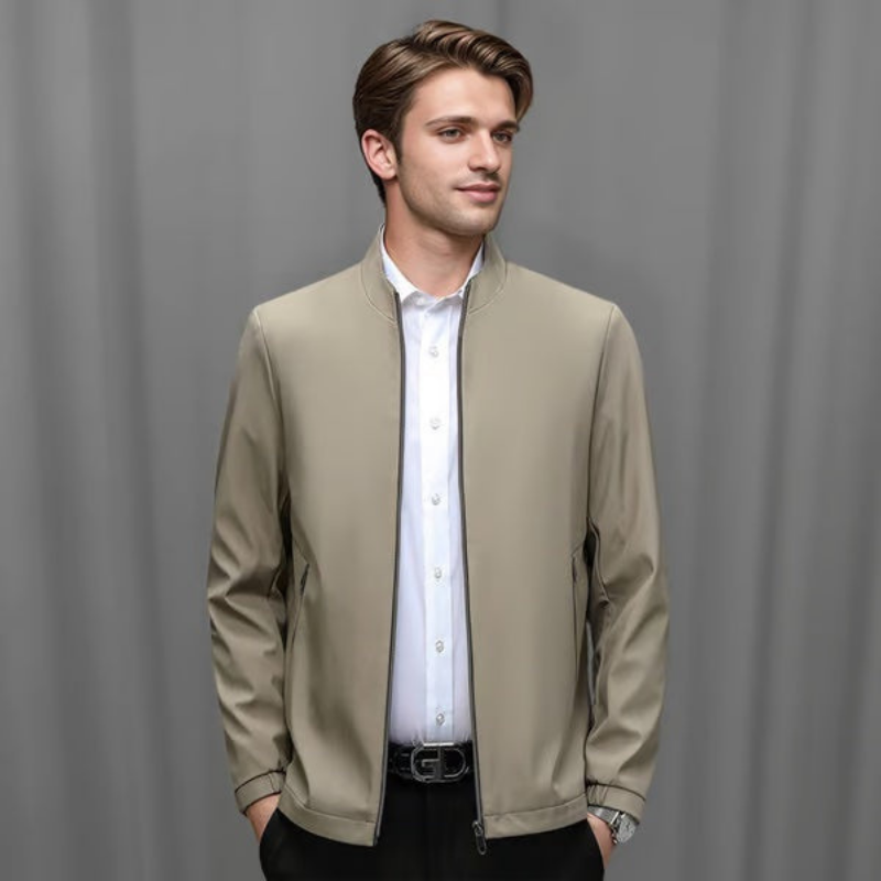 Herren Stehkragenjacke mit Reißverschluss und praktischen Taschen - 5