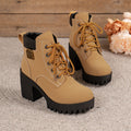 Damen Boots mit hohem Blockabsatz und Schnürung - 4