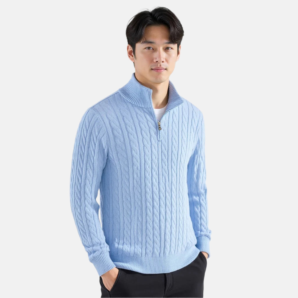Herrenpullover mit Zopfdesign und Reißverschluss - 2