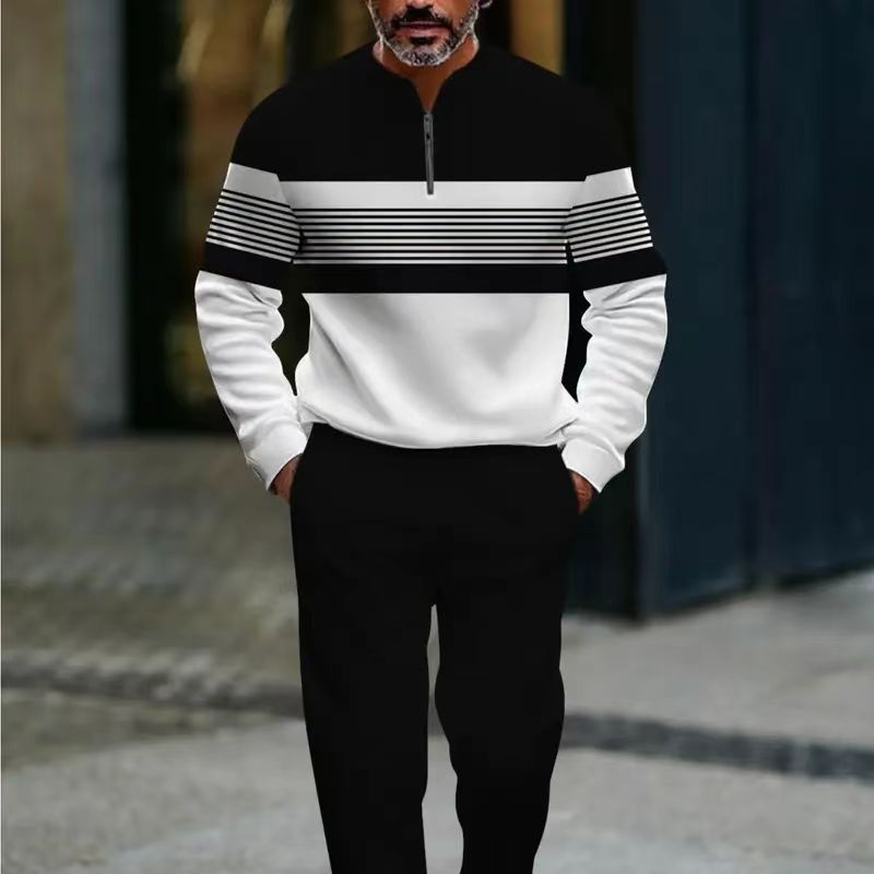 Modisches Herrenoutfit mit Zip-Hemd und lässiger Hose - 1