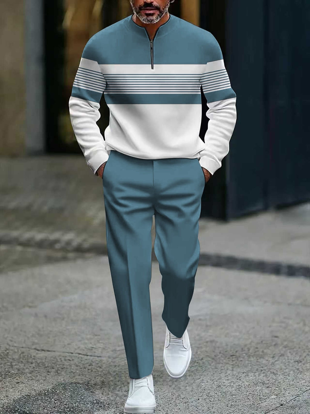 Modisches Herrenoutfit mit Zip-Hemd und lässiger Hose - 15