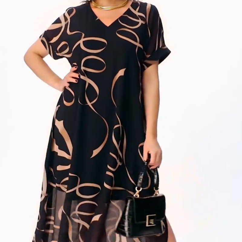 Maxikleid Damen mit V-Ausschnitt und lässigem Schnitt - 1