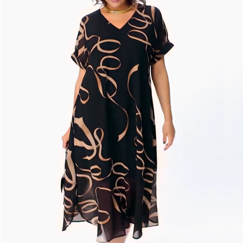 Maxikleid Damen mit V-Ausschnitt und lässigem Schnitt - 2