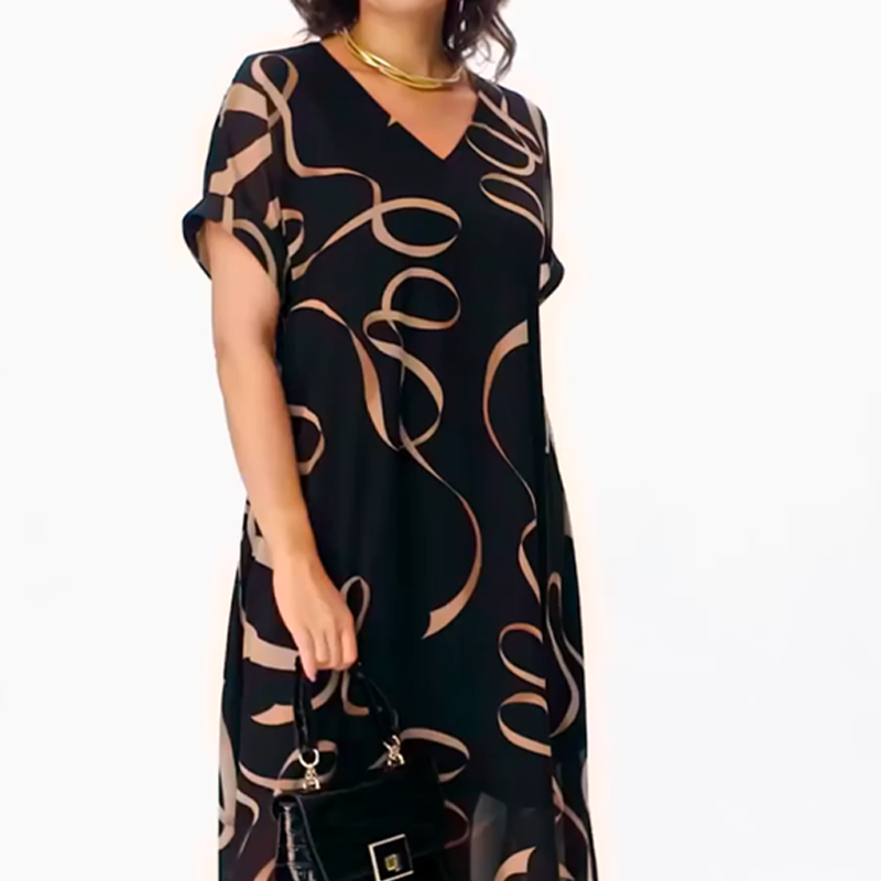 Maxikleid Damen mit V-Ausschnitt und lässigem Schnitt - 3