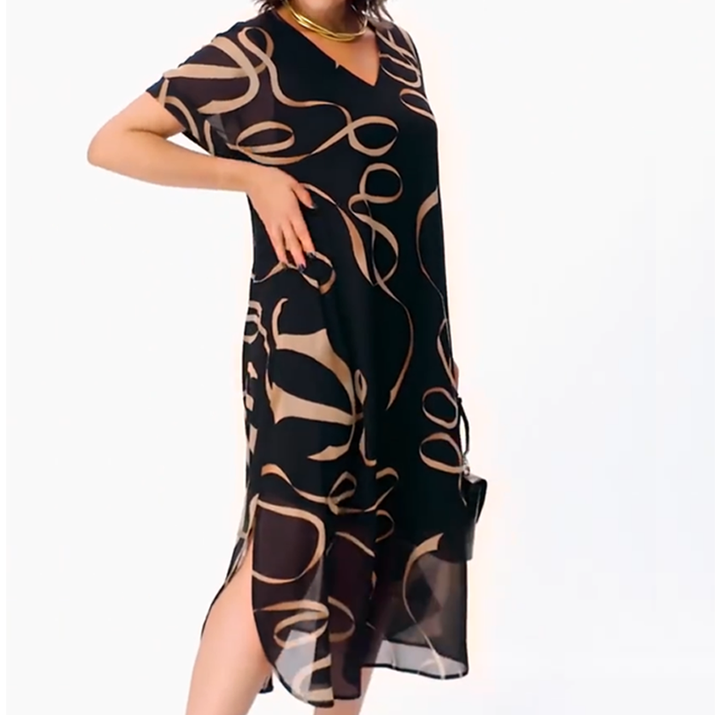 Maxikleid Damen mit V-Ausschnitt und lässigem Schnitt - 5