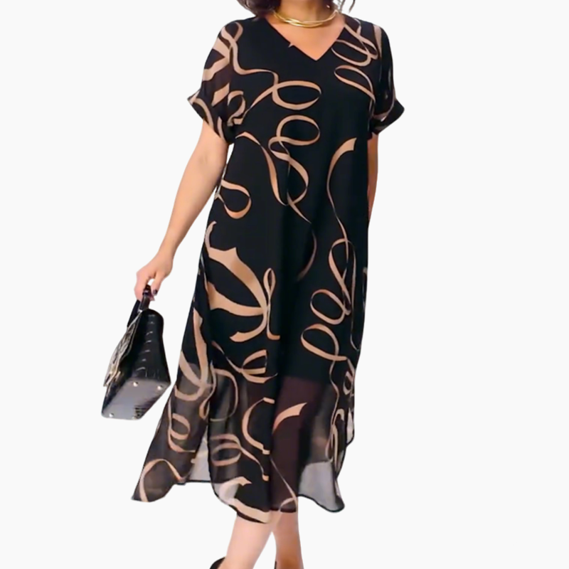 Maxikleid Damen mit V-Ausschnitt und lässigem Schnitt - 6