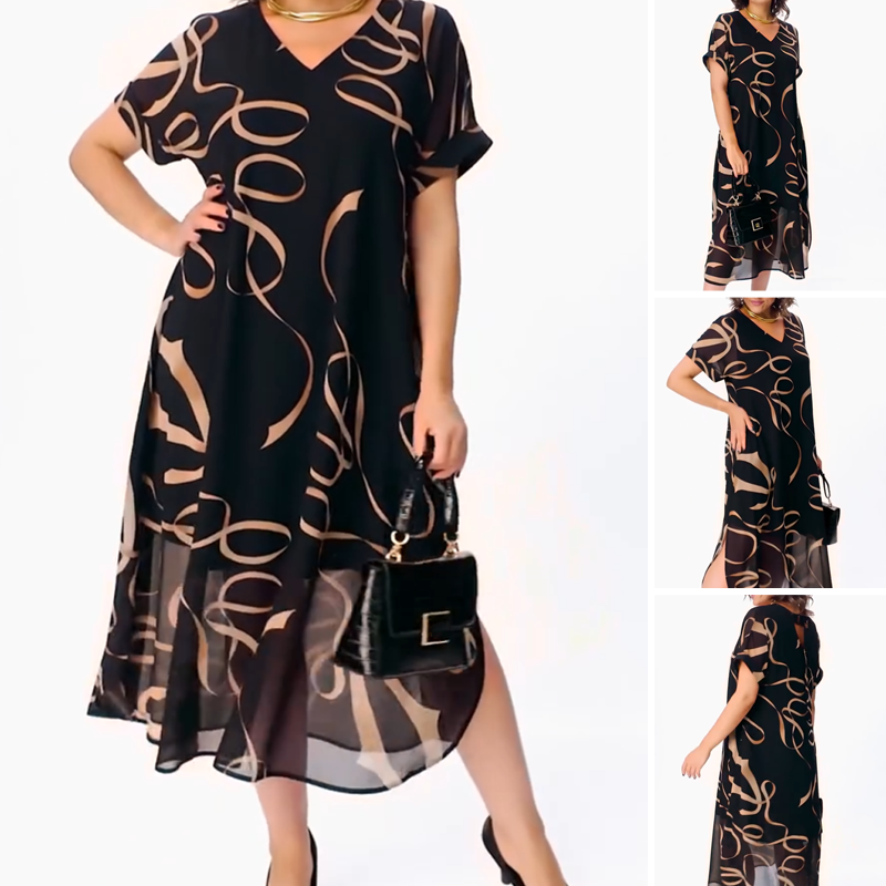 Maxikleid Damen mit V-Ausschnitt und lässigem Schnitt - 7