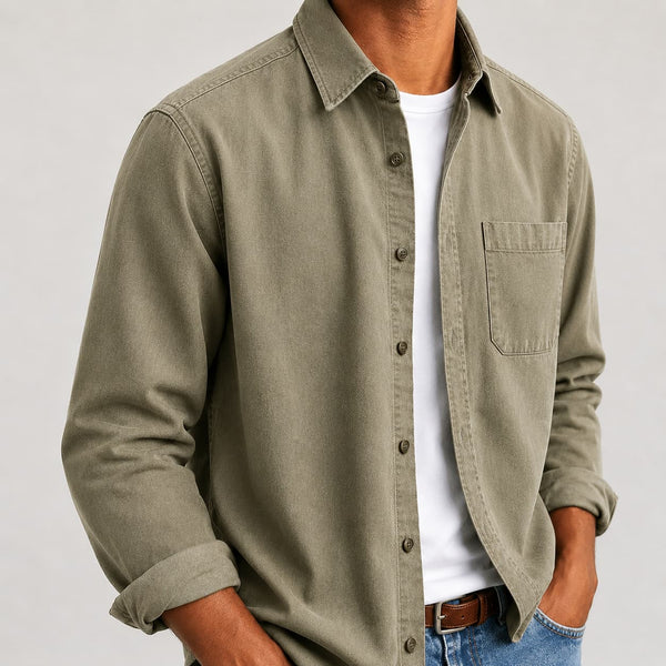 Herrenhemd mit Button-Down-Kragen und praktischer Brusttasche - 1