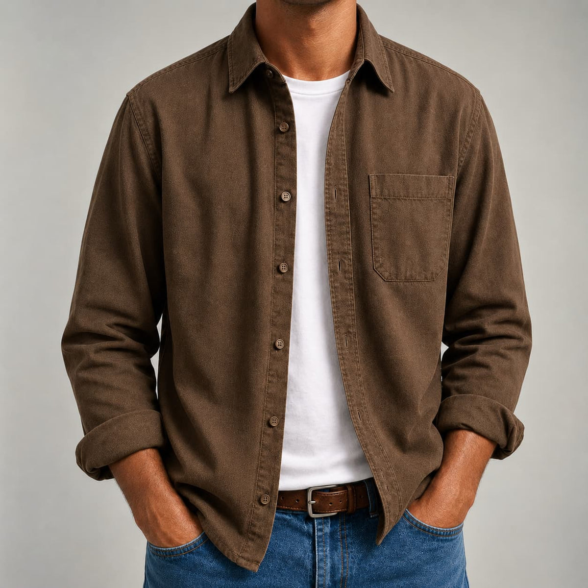 Herrenhemd mit Button-Down-Kragen und praktischer Brusttasche - 4