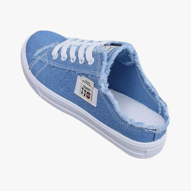 Damen Sneakers mit offener Ferse und fransigen Details - 2