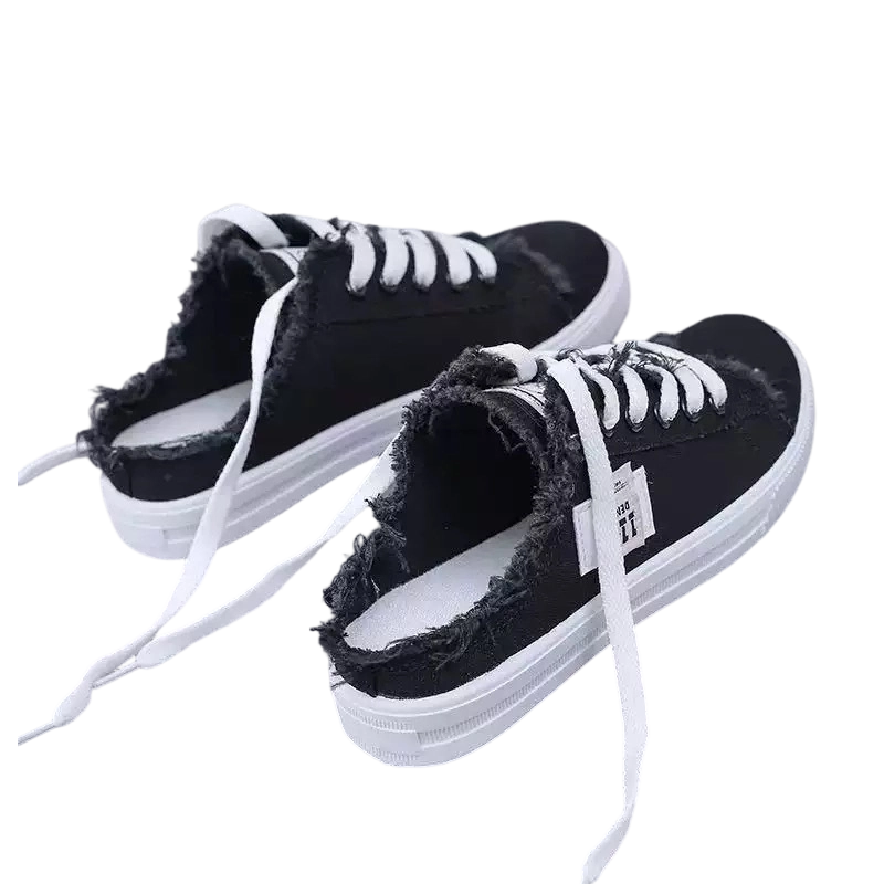 Damen Sneakers mit offener Ferse und fransigen Details - 7