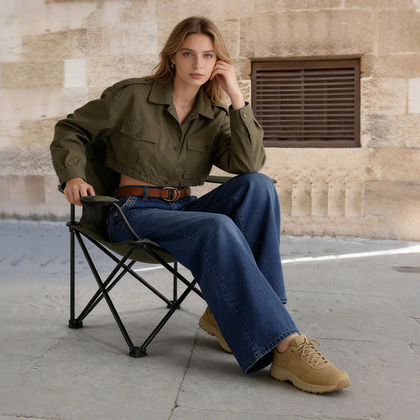 Jeans Damen mit weitem Bein und hohem Bund - 1