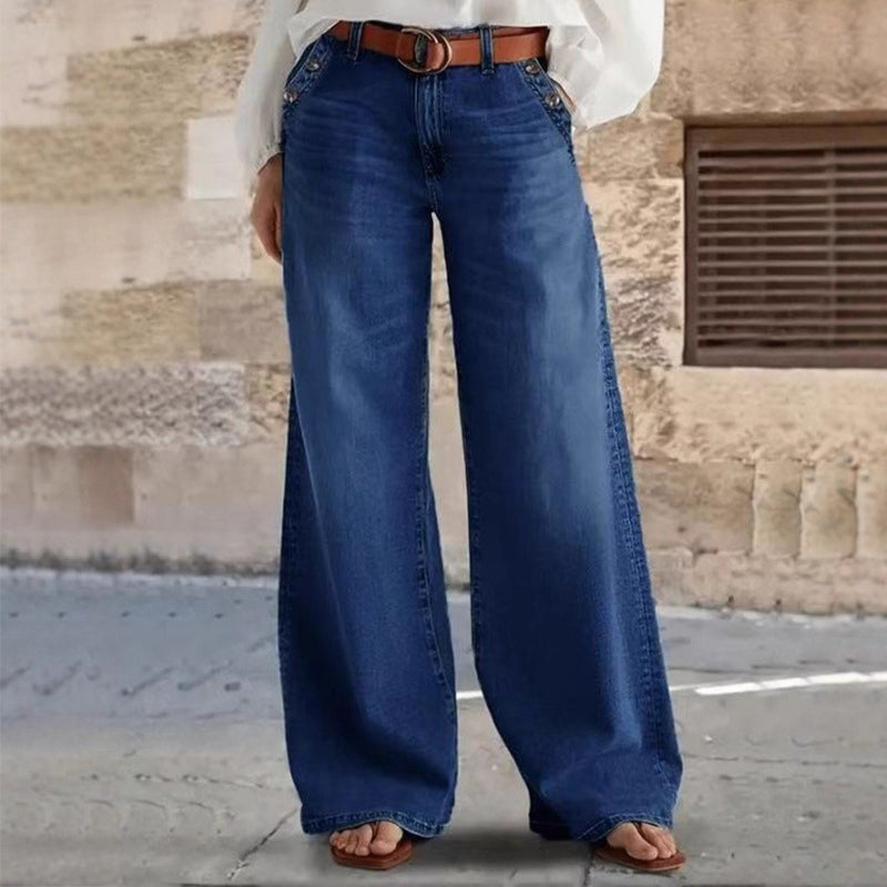 Jeans Damen mit weitem Bein und hohem Bund - 3