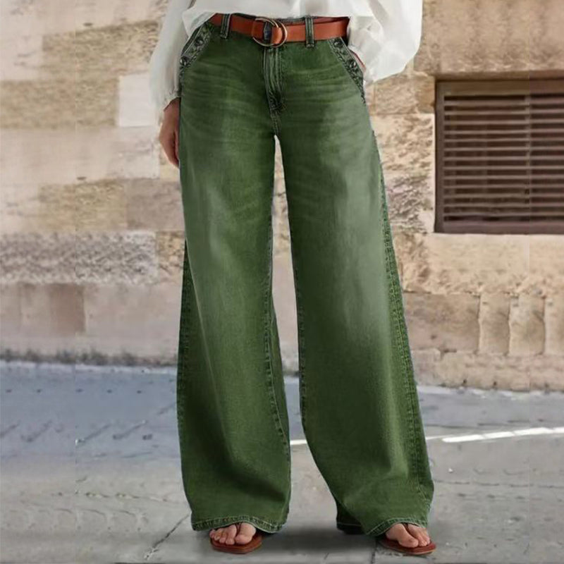 Jeans Damen mit weitem Bein und hohem Bund - 4
