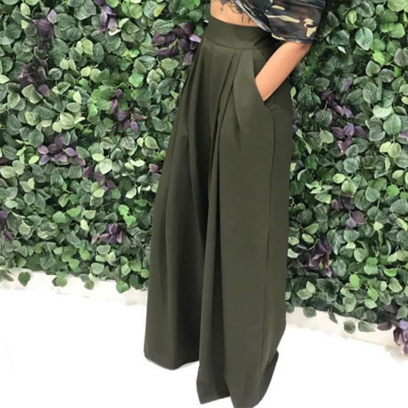 Weite Damenhose mit hohem Bund und praktischen Taschen - 1