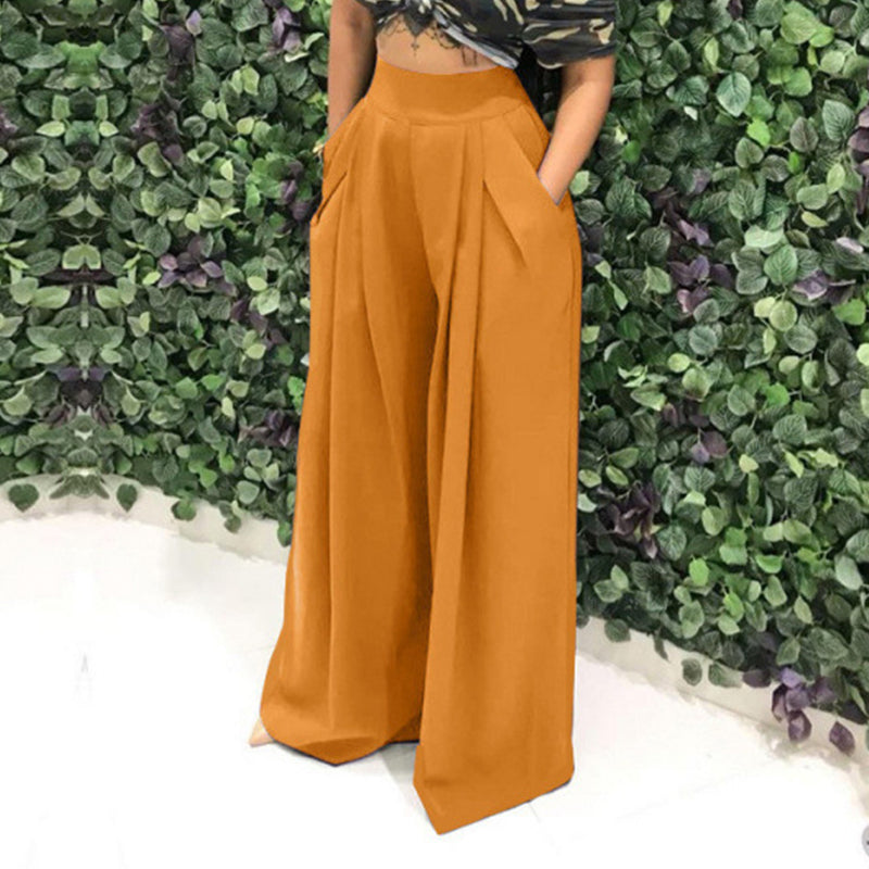 Weite Damenhose mit hohem Bund und praktischen Taschen - 2