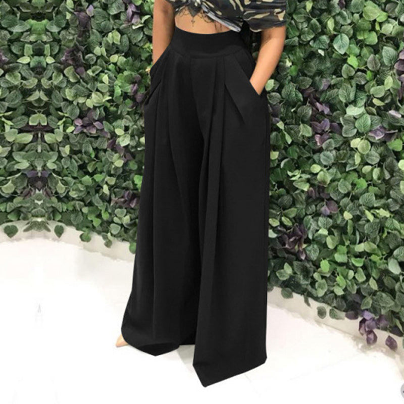 Weite Damenhose mit hohem Bund und praktischen Taschen - 4