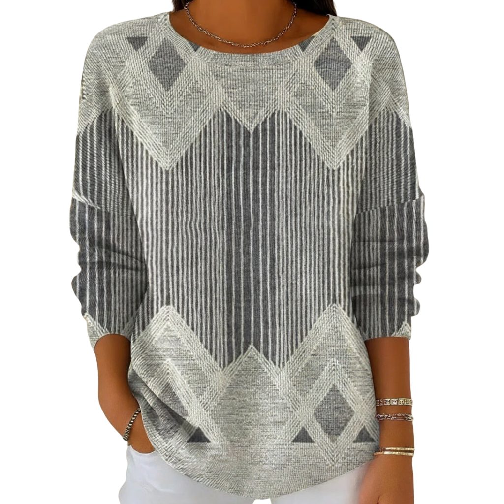 Pullover Damen mit lässigem Schnitt und modischem Muster | M&G - 3 - Modeglanz