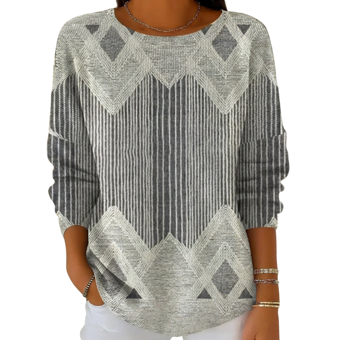 Pullover Damen mit lässigem Schnitt und modischem Muster | M&G - 3 - Modeglanz