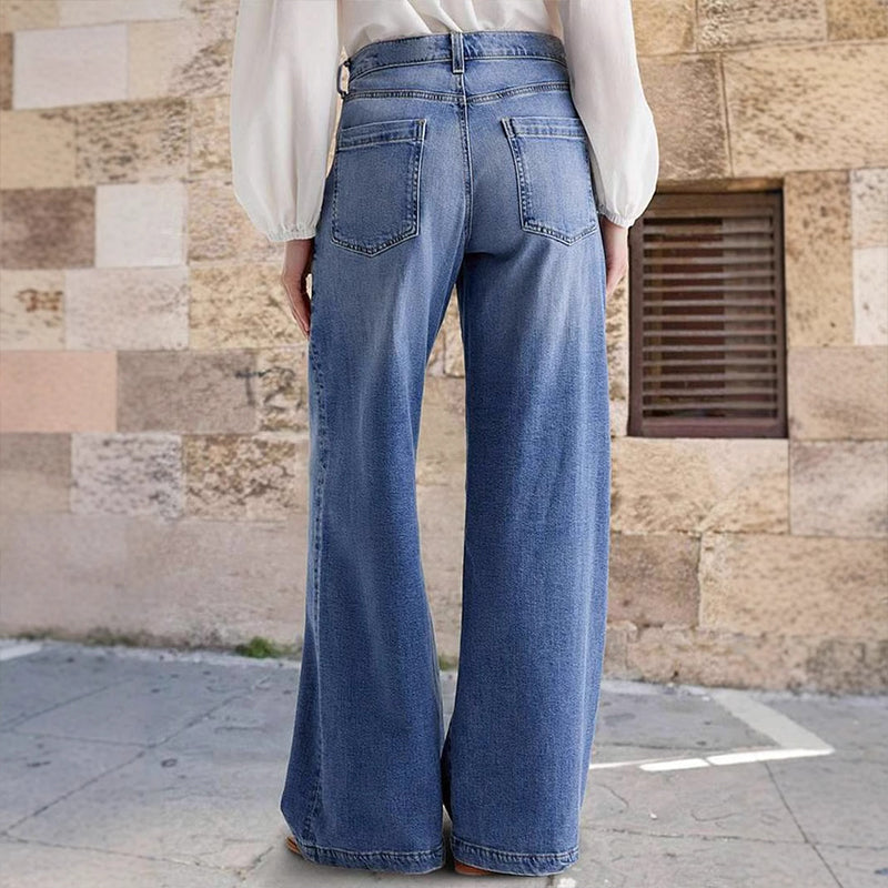 Damen Jeans mit weitem Bein und hoher Taille | M&G - 2 - Modeglanz