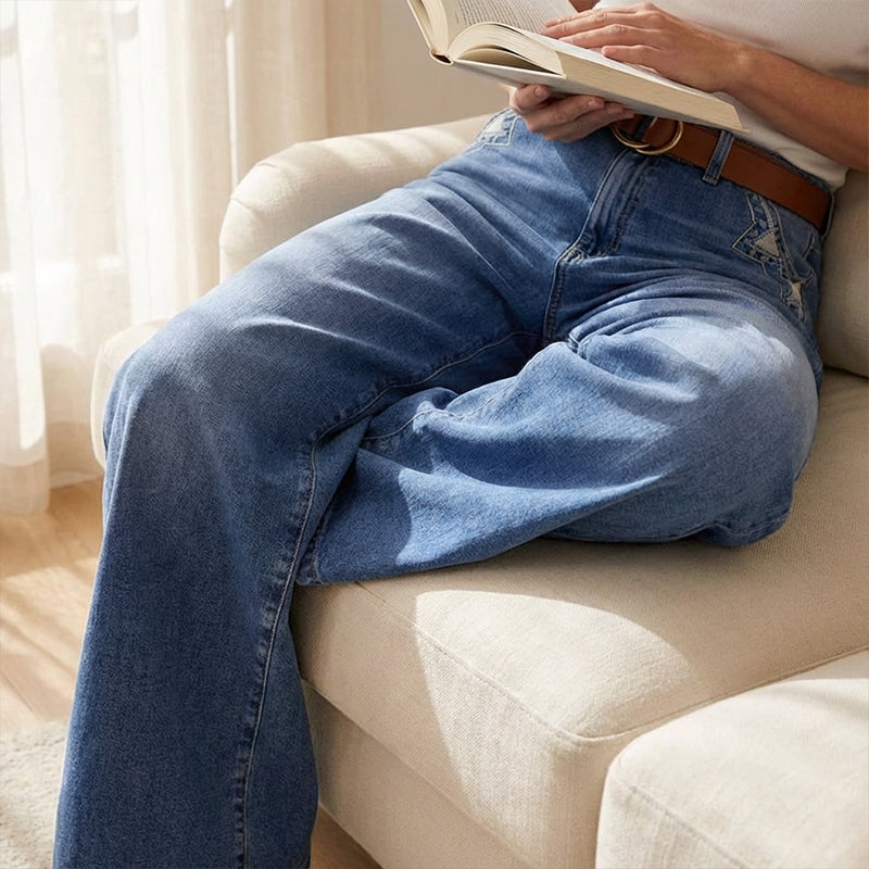 Damen Jeans mit weitem Bein und hoher Taille | M&G - 7 - Modeglanz