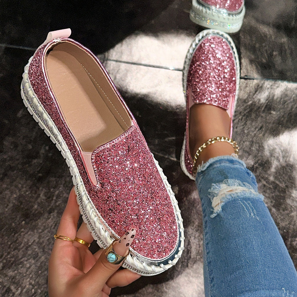 Slip-On Schuhe Damen mit Glitzerdetails und lässigem Design | M&G - 3 - Modeglanz
