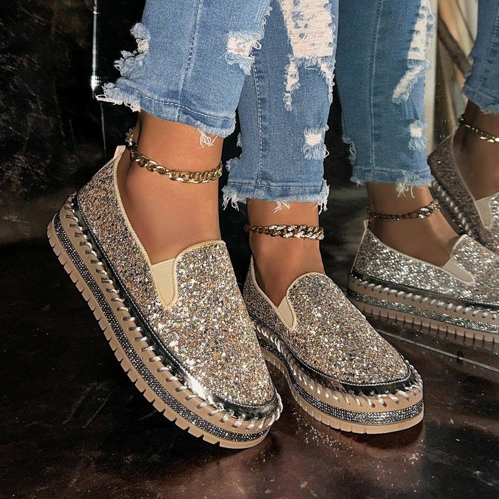 Slip-On Schuhe Damen mit Glitzerdetails und lässigem Design | M&G - 4 - Modeglanz