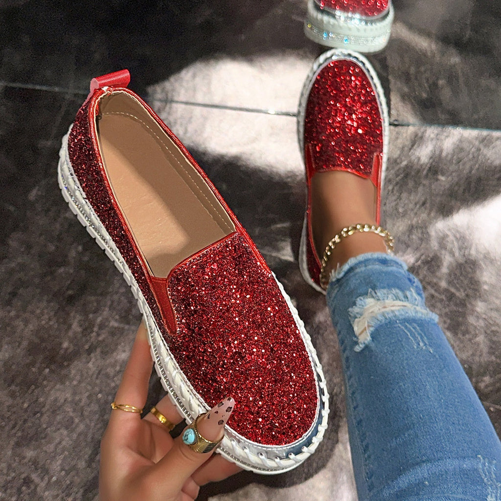 Slip-On Schuhe Damen mit Glitzerdetails und lässigem Design | M&G - 7 - Modeglanz