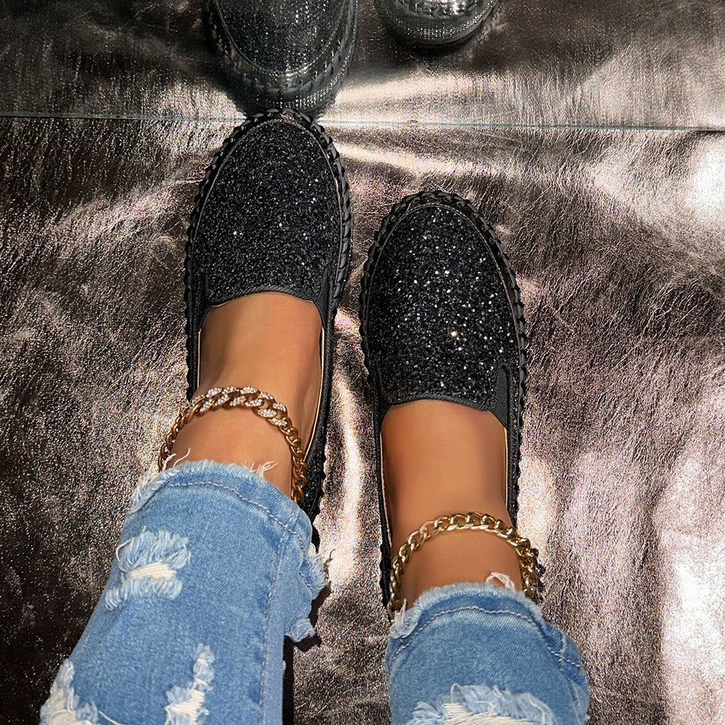 Slip-On Schuhe Damen mit Glitzerdetails und lässigem Design | M&G - 8 - Modeglanz