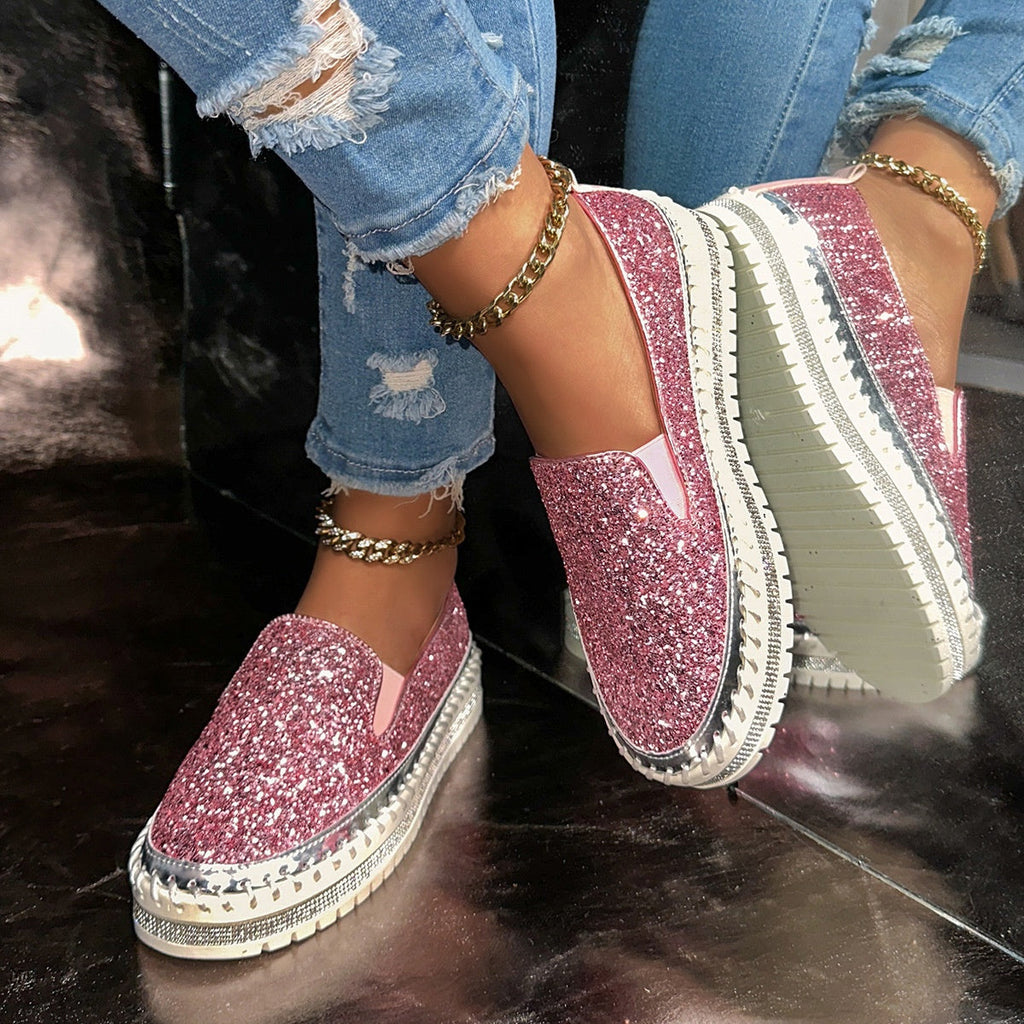 Slip-On Schuhe Damen mit Glitzerdetails und lässigem Design | M&G - 11 - Modeglanz