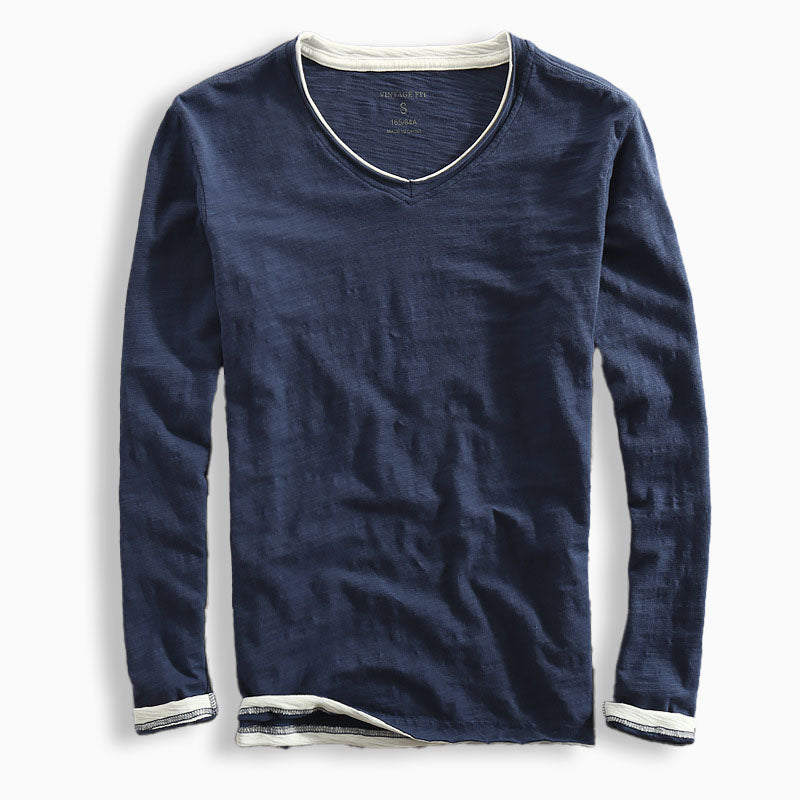 Herren T-Shirt mit V-Ausschnitt und kontrastierenden Details | M&G - 1 - Modeglanz
