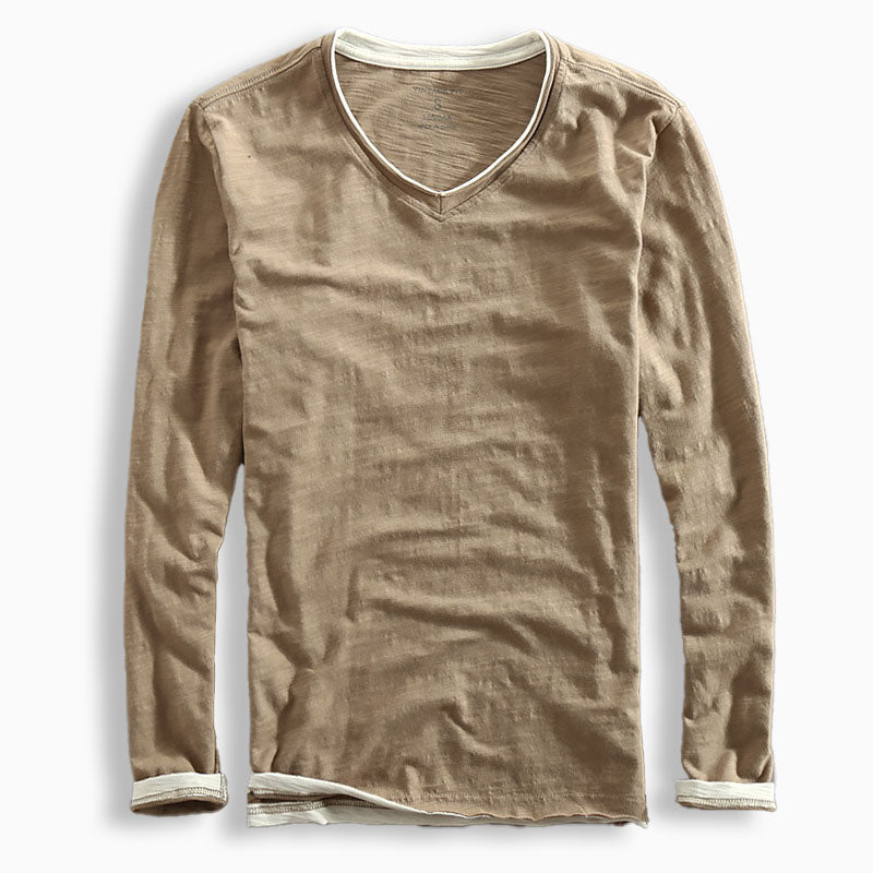 Herren T-Shirt mit V-Ausschnitt und kontrastierenden Details | M&G - 2 - Modeglanz