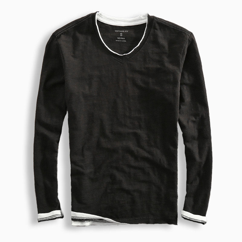 Herren T-Shirt mit V-Ausschnitt und kontrastierenden Details | M&G - 3 - Modeglanz