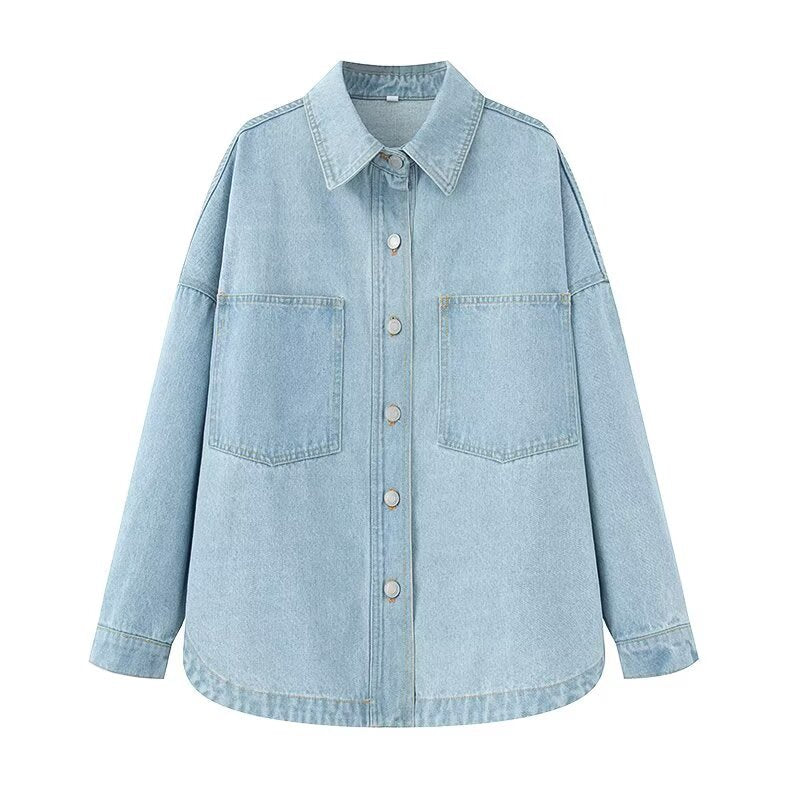 Damen Oversize Jeansjacke mit praktischen Taschen und klassischem Kragen | T&S - 1 - Modeglanz