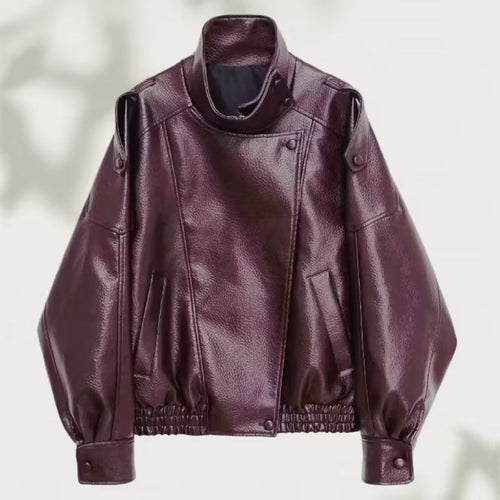 Bikerjacke Damen mit asymmetrischem Revers und lässigem Schnitt | T&S - 2 - Modeglanz