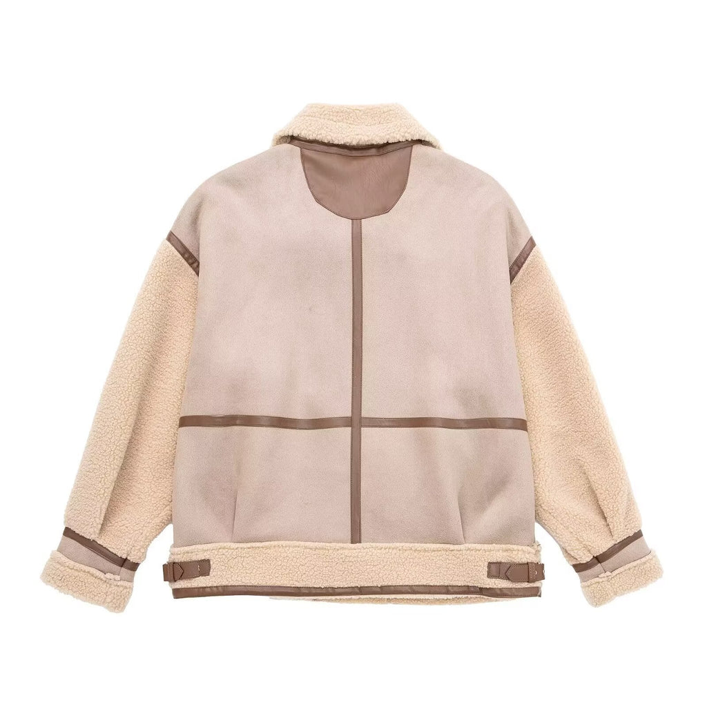 Oversized Fliegerjacke Damen mit asymmetrischem Reißverschluss und Stehkragen | T&S - 3 - Modeglanz