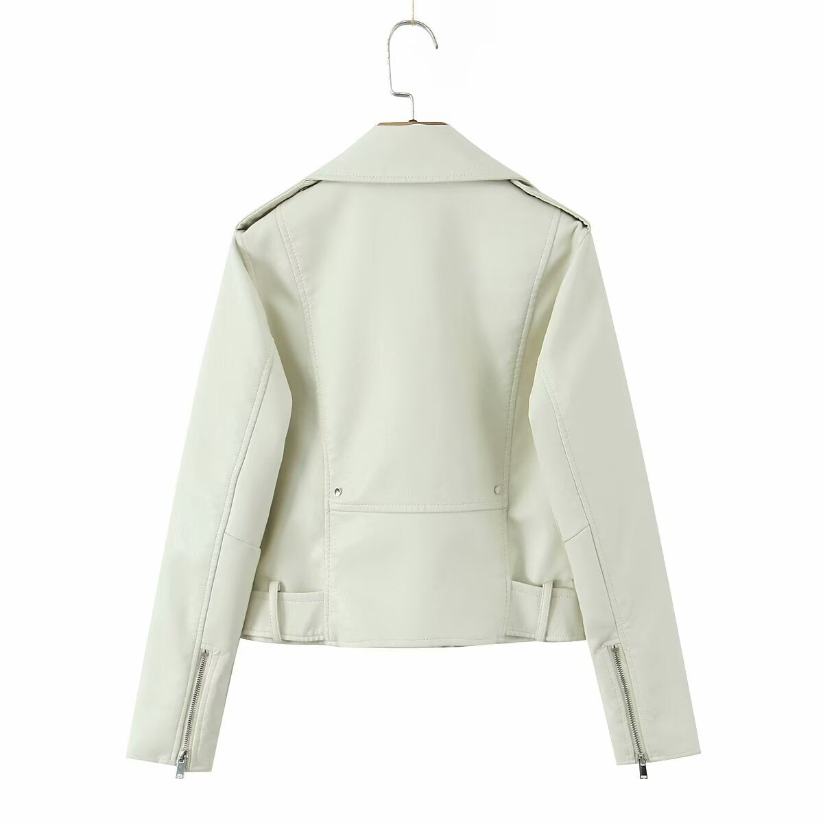 Bikerjacke Damen mit asymmetrischem Reißverschluss und Taillengürtel | T&S - 2 - Modeglanz