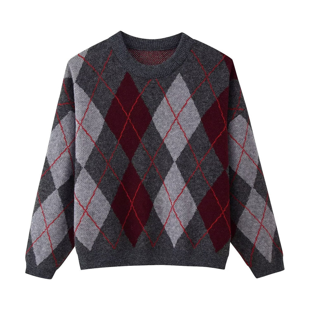 Modischer Pullover Damen mit Rautenmuster und lässigem Schnitt | T&S - 1 - Modeglanz