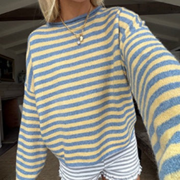 Lässiger Pullover Damen mit Streifen und weitem Schnitt | T&S - 6 - Modeglanz