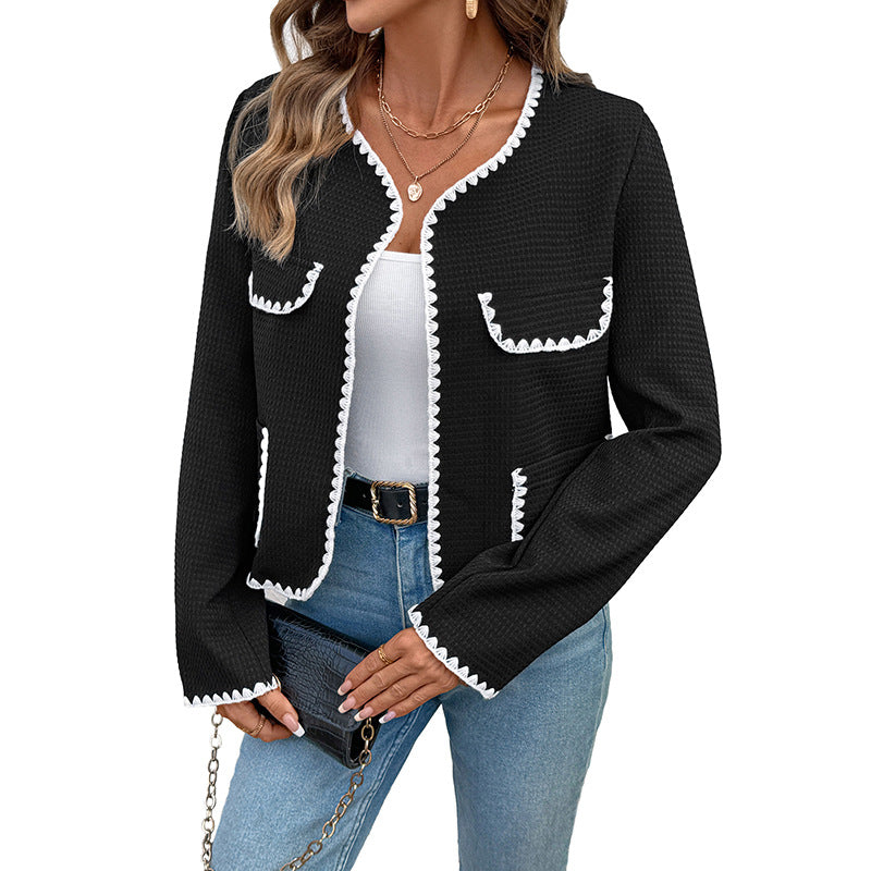 Damen Jacke mit Taschen und kontrastierenden Details | T&S - 5 - Modeglanz