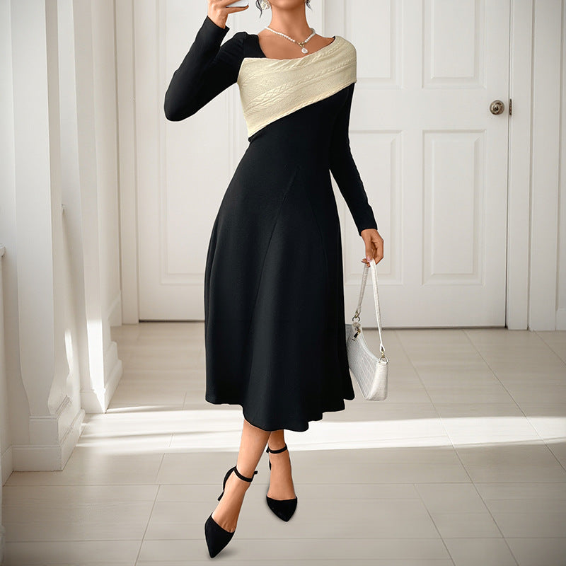 Midi Kleid Damen mit asymmetrischem One-Shoulder-Ausschnitt und taillierter Silhouette | T&S - 2 - Modeglanz
