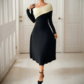Midi Kleid Damen mit asymmetrischem One-Shoulder-Ausschnitt und taillierter Silhouette | T&S - 3 - Modeglanz
