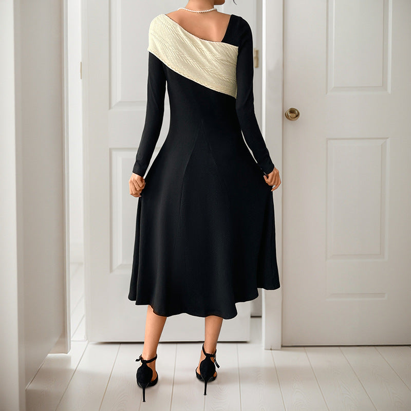 Midi Kleid Damen mit asymmetrischem One-Shoulder-Ausschnitt und taillierter Silhouette | T&S - 4 - Modeglanz