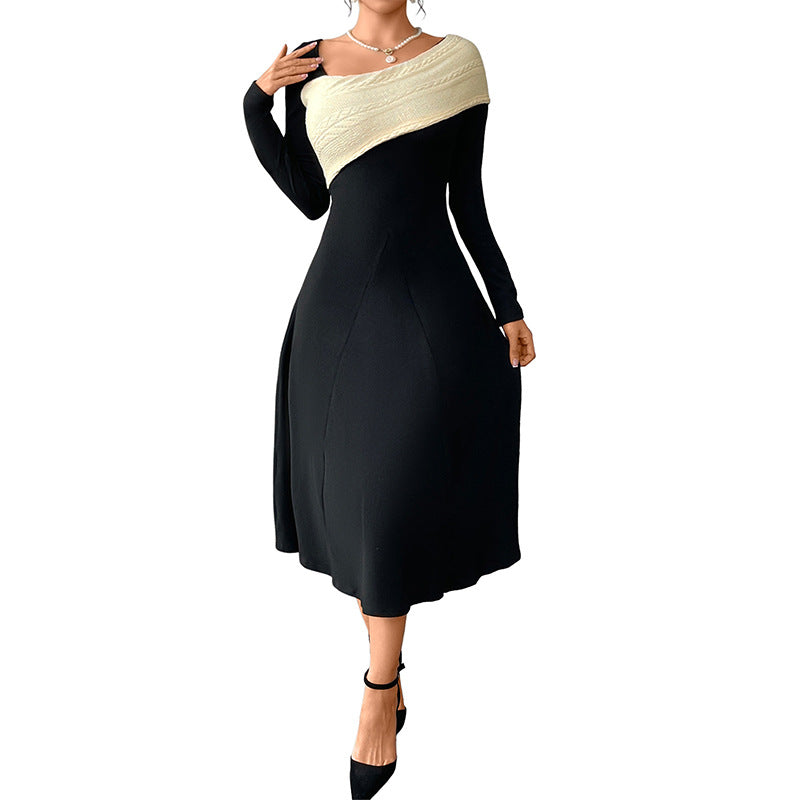 Midi Kleid Damen mit asymmetrischem One-Shoulder-Ausschnitt und taillierter Silhouette | T&S - 5 - Modeglanz