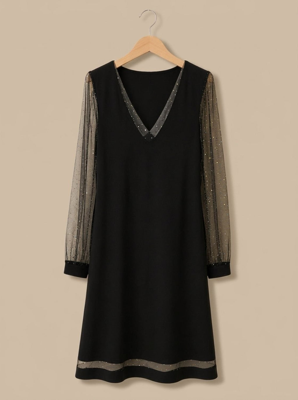 Abendkleid Damen V-Ausschnitt mit transparenten Ärmeln | T&S - 4 - Modeglanz