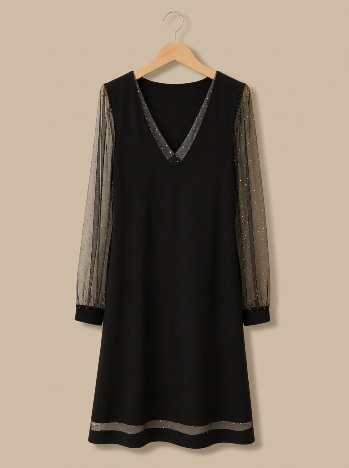 Abendkleid Damen V-Ausschnitt mit transparenten Ärmeln | T&S - 4 - Modeglanz