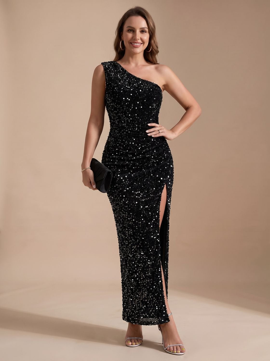 Abendkleid Damen asymmetrisch mit hohem Schlitz | T&S - 6 - Modeglanz